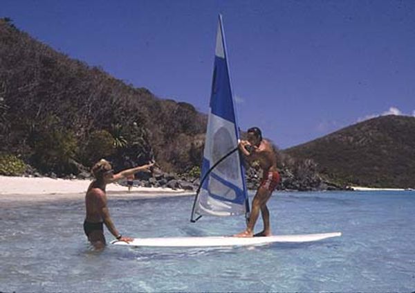 Windsurfing in turquoise tropical water